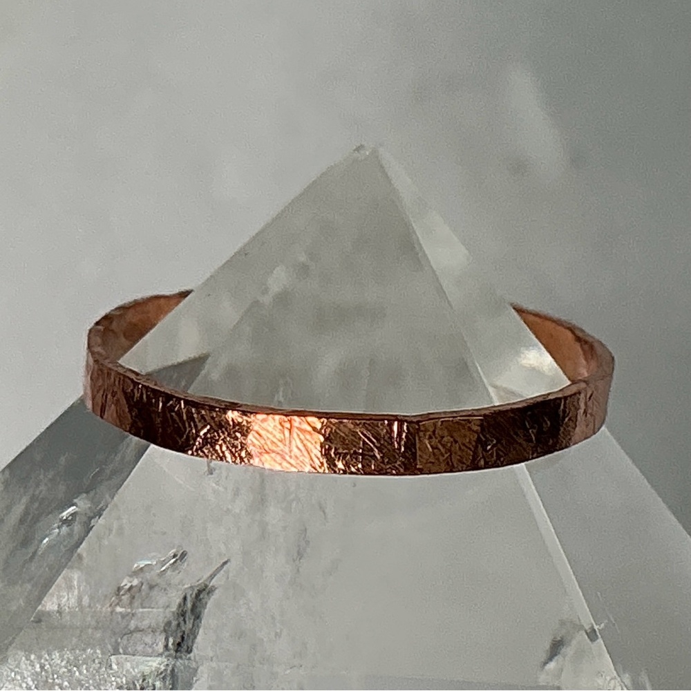 Raw Copper Ring Size 8.5 Band Jewelry Minimal Hammered Solid Handcrafted USA #B - Picture 3 of 12